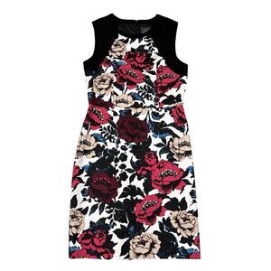 Adrianna Papell Dress Size 10 Black Pink Floral Cocktail A Line Cocktail Wedding